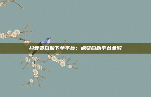 抖音赞自助下单平台:点赞自助平台全解