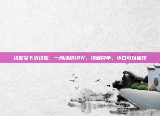 视频号下雨视频,一周涨粉10W,项目简单,小白可以操作