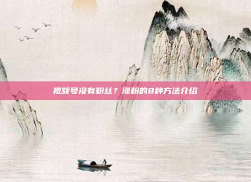 视频号没有粉丝？涨粉的8种方法介绍