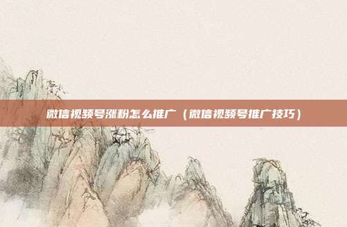 微信视频号涨粉怎么推广（微信视频号推广技巧）