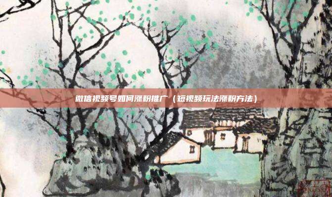 微信视频号如何涨粉推广（短视频玩法涨粉方法）