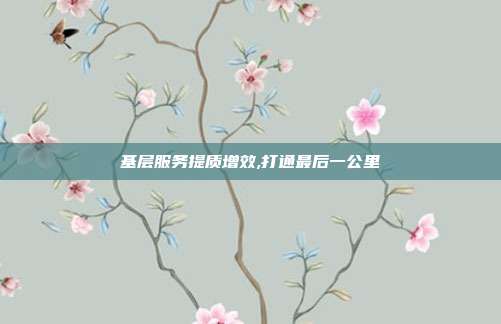 基层服务提质增效,打通最后一公里