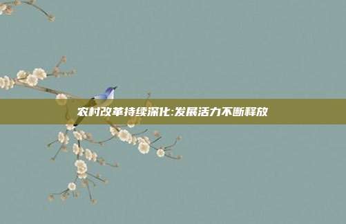 农村改革持续深化:发展活力不断释放