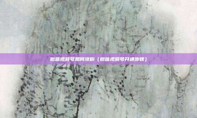 微信视频号如何涨粉(微信视频号开通步骤)