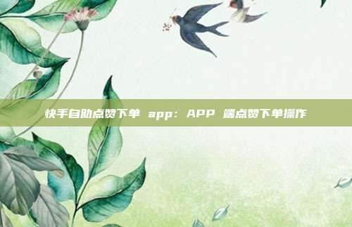 快手自助点赞下单 app：APP 端点赞下单操作
