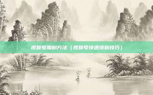 视频号加粉方法(视频号快速涨粉技巧)