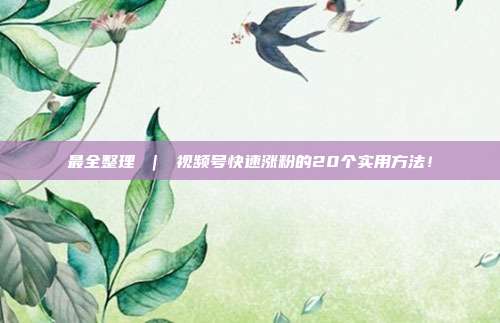 最全整理 | 视频号快速涨粉的20个实用方法!