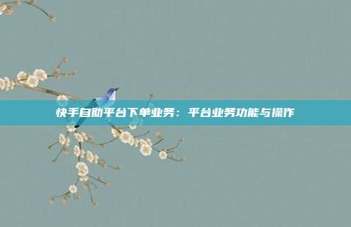 快手自助平台下单业务:平台业务功能与操作