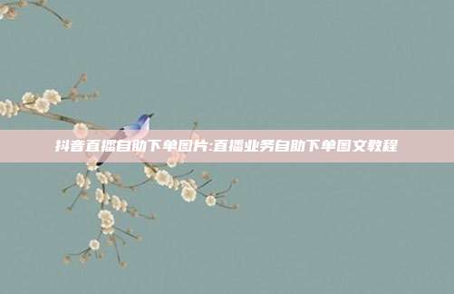 抖音直播自助下单图片:直播业务自助下单图文教程