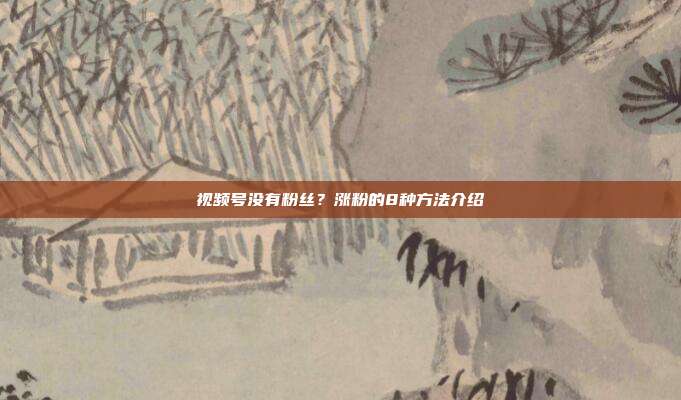 视频号没有粉丝？涨粉的8种方法介绍