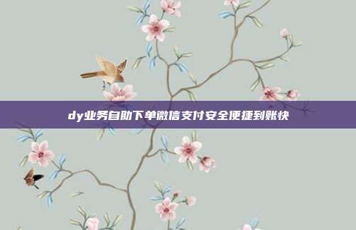 dy业务自助下单微信支付安全便捷到账快