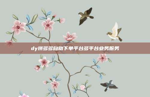 dy拼多多自助下单平台多平台业务服务