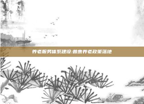 养老服务体系建设:普惠养老政策落地