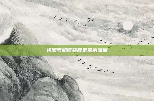 视频号如何获取更多的流量
