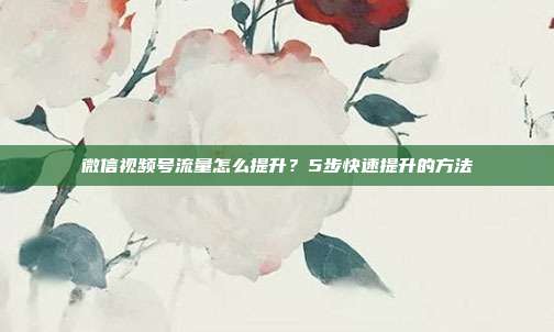 微信视频号流量怎么提升？5步快速提升的方法