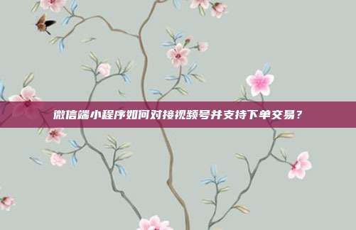 微信端小程序如何对接视频号并支持下单交易？
