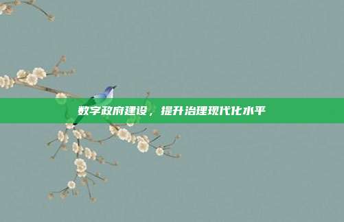 数字政府建设，提升治理现代化水平