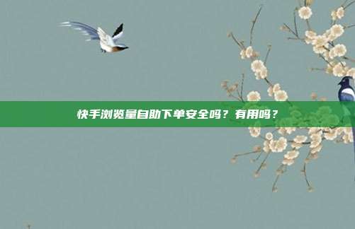 快手浏览量自助下单安全吗?有用吗?