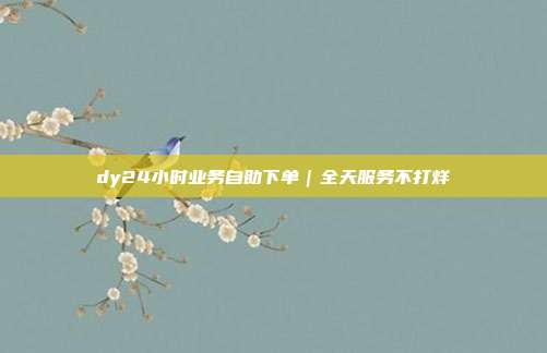 dy24小时业务自助下单｜全天服务不打烊