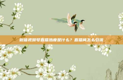 微信视频号直播热度是什么？直播间怎么引流