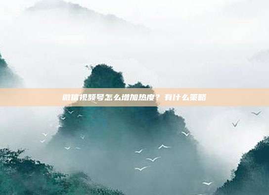 微信视频号怎么增加热度？有什么策略