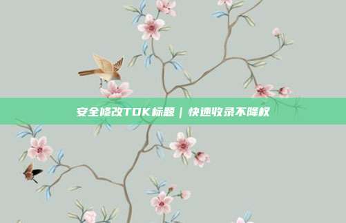 安全修改TDK标题｜快速收录不降权