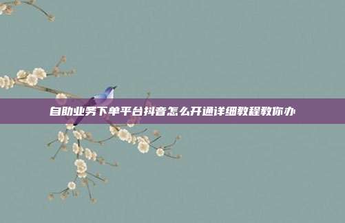 自助业务下单平台抖音怎么开通详细教程教你办