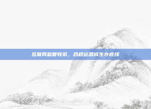 互联网监管收紧，合规运营成生存底线