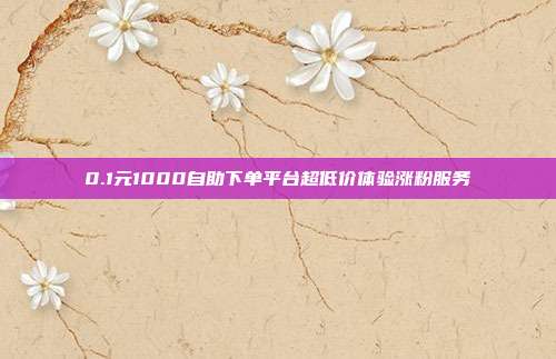 0.1元1000自助下单平台超低价体验涨粉服务