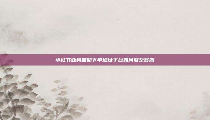 小红书业务自助下单地址平台如何联系客服