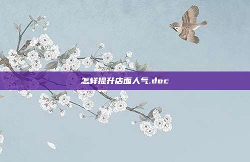 怎样提升店面人气.doc