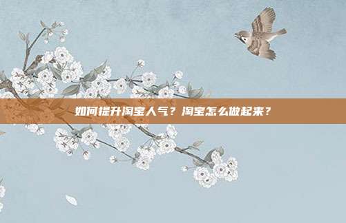 如何提升淘宝人气？淘宝怎么做起来？