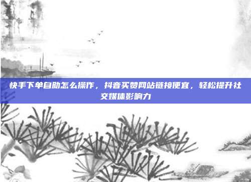 快手下单自助怎么操作，抖音买赞网站链接便宜，轻松提升社交媒体影响力