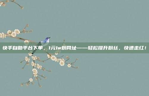 快手自助平台下单，1元1w粉网址——轻松提升粉丝，快速走红！