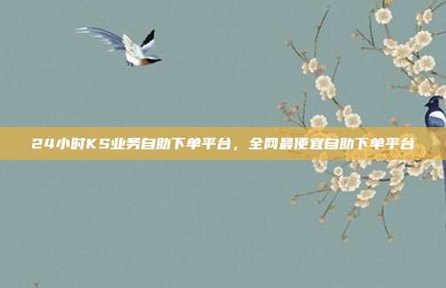 24小时KS业务自助下单平台，全网最便宜自助下单平台