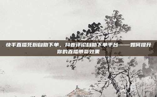 快手直播死粉自助下单，抖音评论自助下单平台——如何提升你的直播带货效果