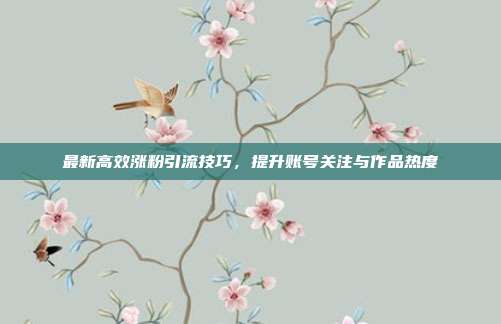 最新高效涨粉引流技巧，提升账号关注与作品热度