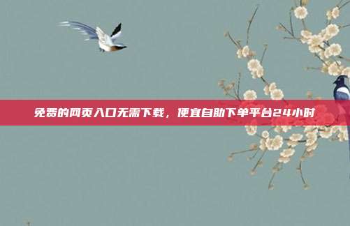 免费的网页入口无需下载，便宜自助下单平台24小时