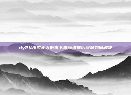 dy24小时无人低价下单商城售后问题如何解决