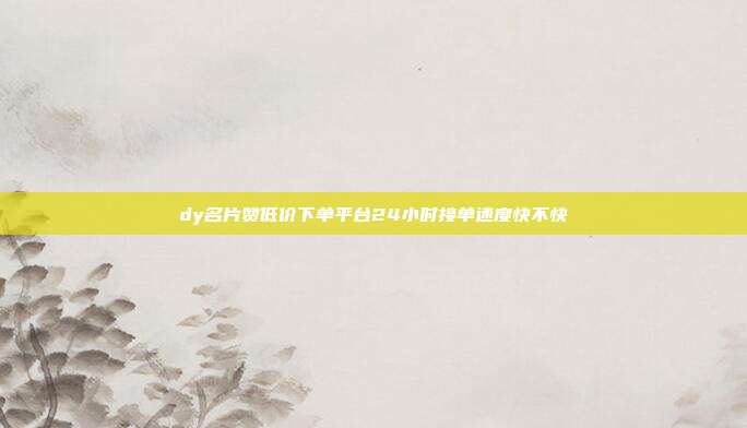 dy名片赞低价下单平台24小时接单速度快不快