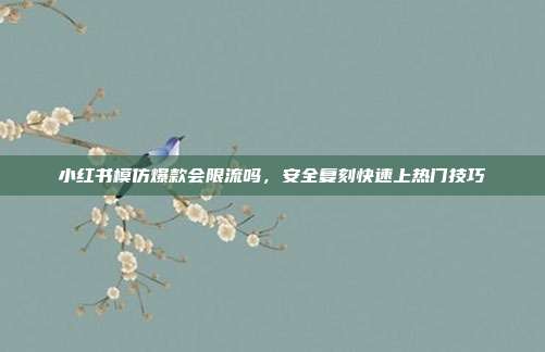 小红书模仿爆款会限流吗，安全复刻快速上热门技巧