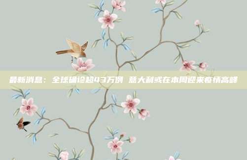 最新消息：全球确诊超43万例 意大利或在本周迎来疫情高峰