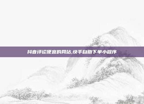 抖音评论便宜的网站,快手自助下单小程序