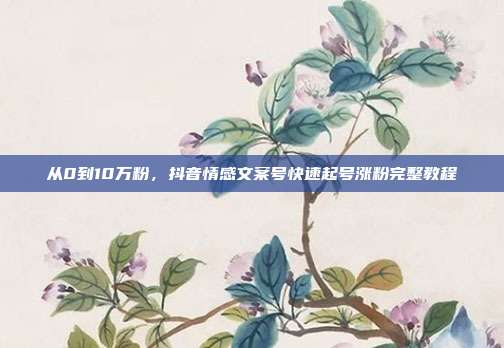 从0到10万粉，抖音情感文案号快速起号涨粉完整教程
