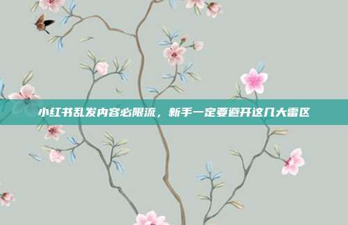 小红书乱发内容必限流，新手一定要避开这几大雷区
