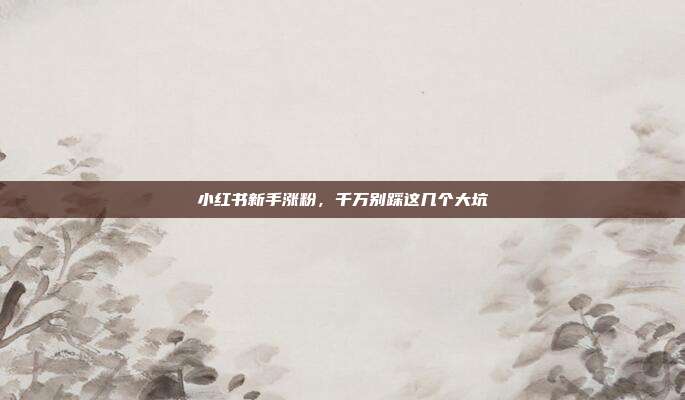 小红书新手涨粉，千万别踩这几个大坑