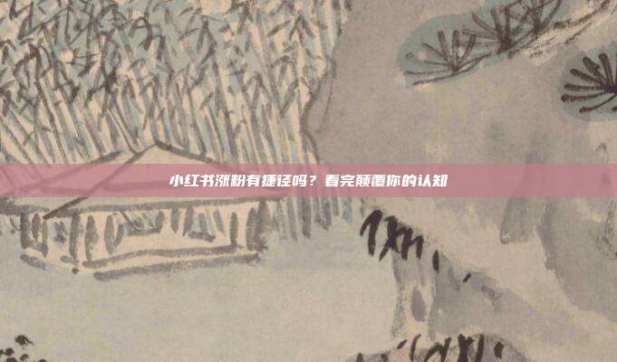 小红书涨粉有捷径吗？看完颠覆你的认知