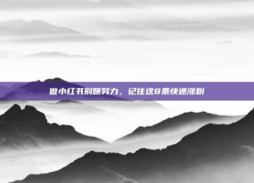 做小红书别瞎努力，记住这8条快速涨粉