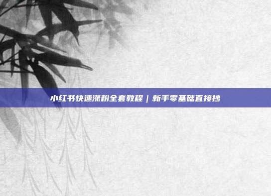 小红书快速涨粉全套教程｜新手零基础直接抄