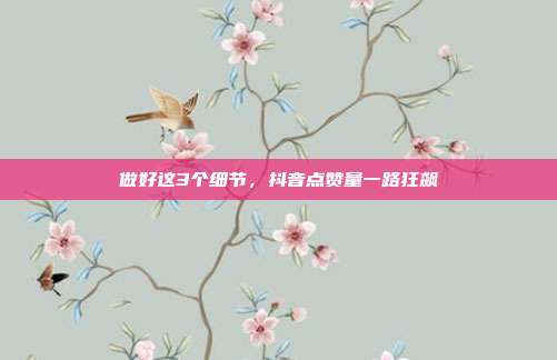 做好这3个细节，抖音点赞量一路狂飙